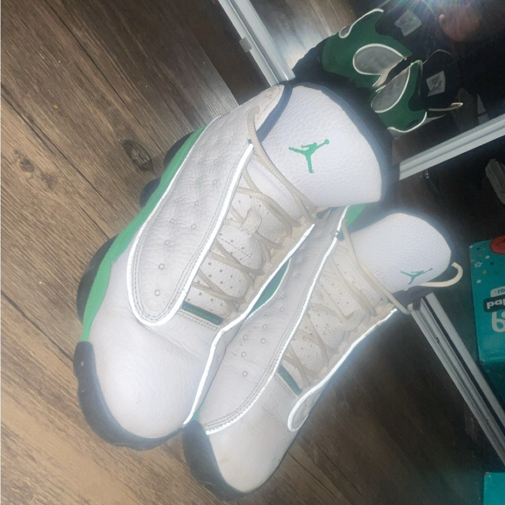 Air Jordan Retros Sneakers in White and Green